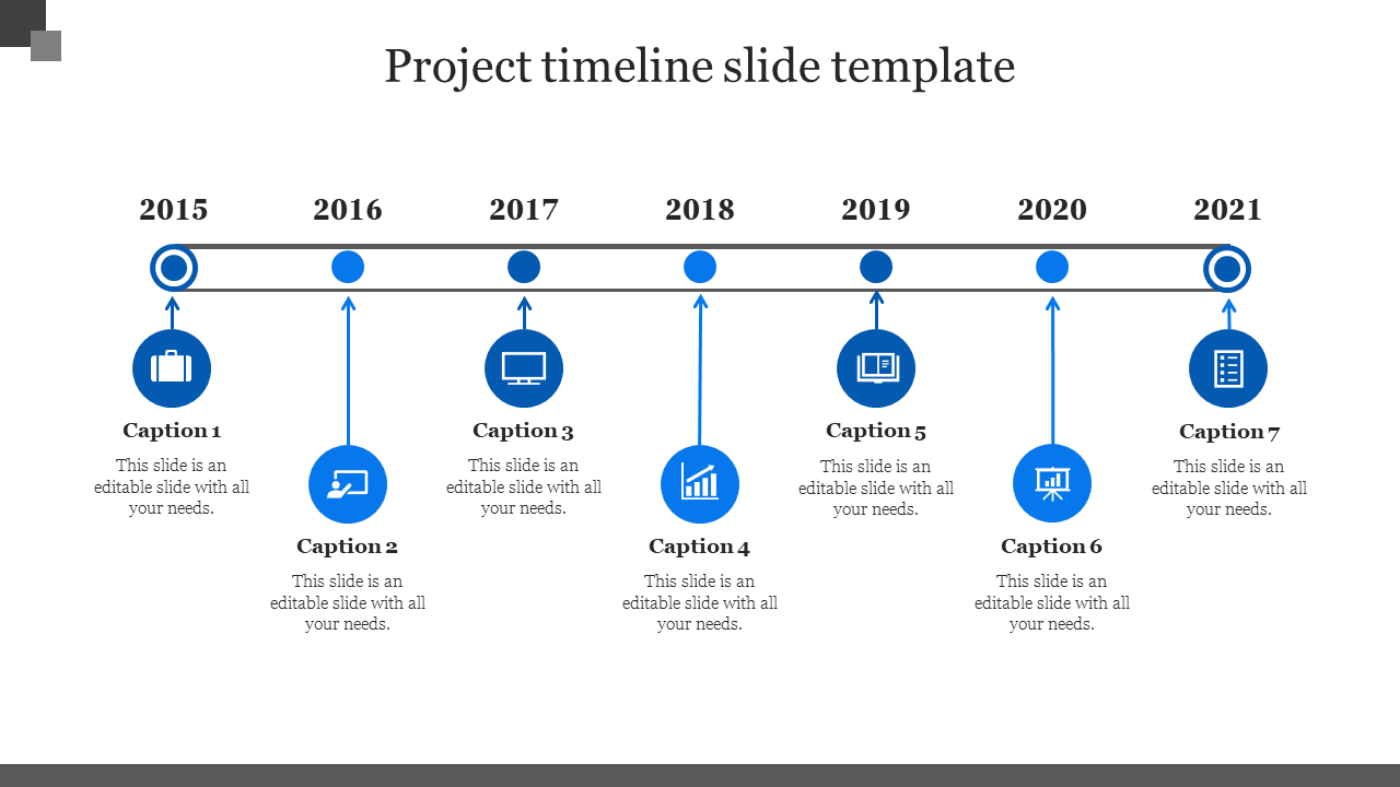 project timeline slide template-Blue